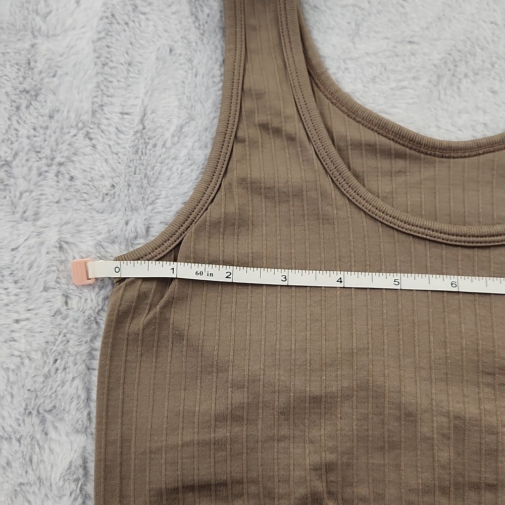Aerie Seamless Ribbed Scoop Neck Bralette Crop Tank Taupe Size Small - Picture 10 of 11